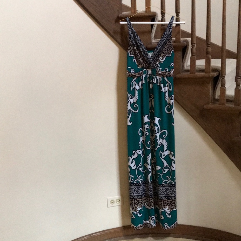 Soma teal and leopard dress